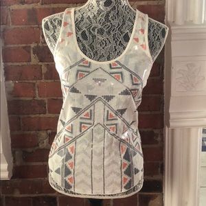 Express western Aztec beaded tank top